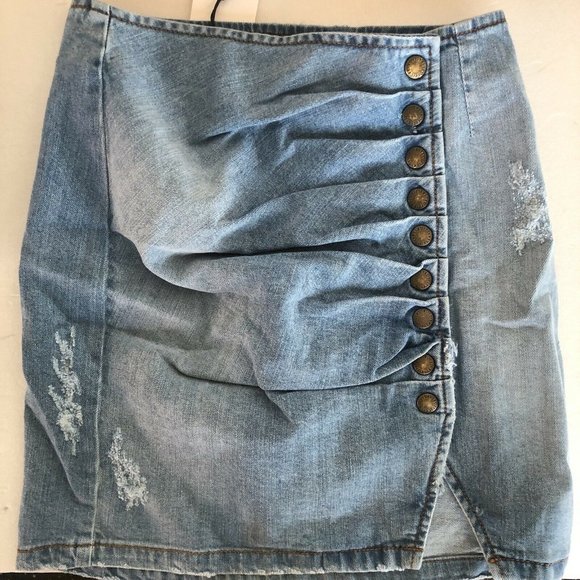 retrofete Willa Skirt Mini Light Blue Stone Denim - Picture 5 of 6